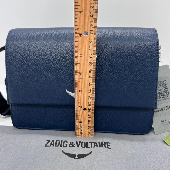 ZADIG & VOLTAIRE Leather Crossbody Clutch Bag Navy Blue NWT - Picture 14 of 15